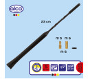 ANTENA AUTO EXTERIOR NEAGRA 23CM CU 2 ADAPTOARE (5-6MM)